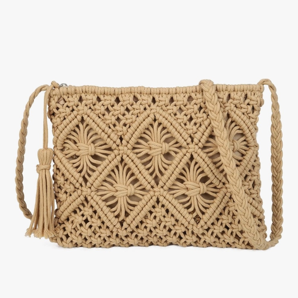 Elegant Tan Woven Shoulder Bag